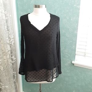 Gibson black V neck sweater top~ sz S~long sleeve